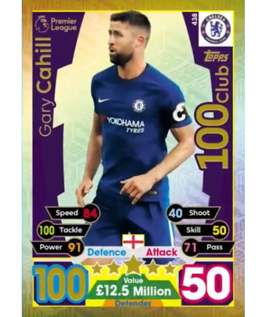 TOPPS MATCH ATTAX PREMIER LEAGUE 2017-2018 100 CLUB Gary Cahill (Chelsea)